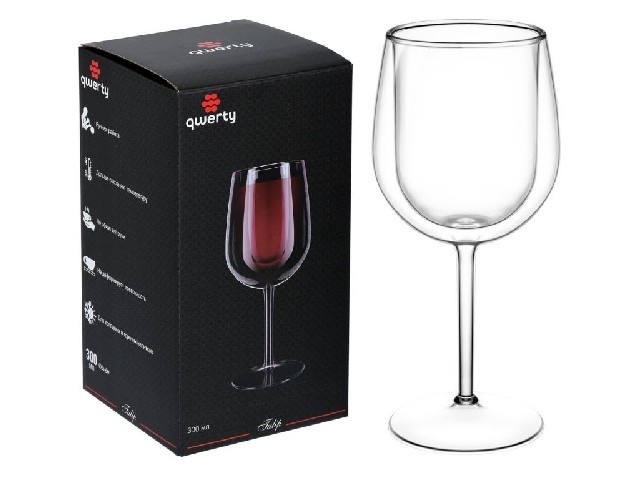 QWERTY Бокал стеклянный с двойными стенками Tulip 300 мл /12